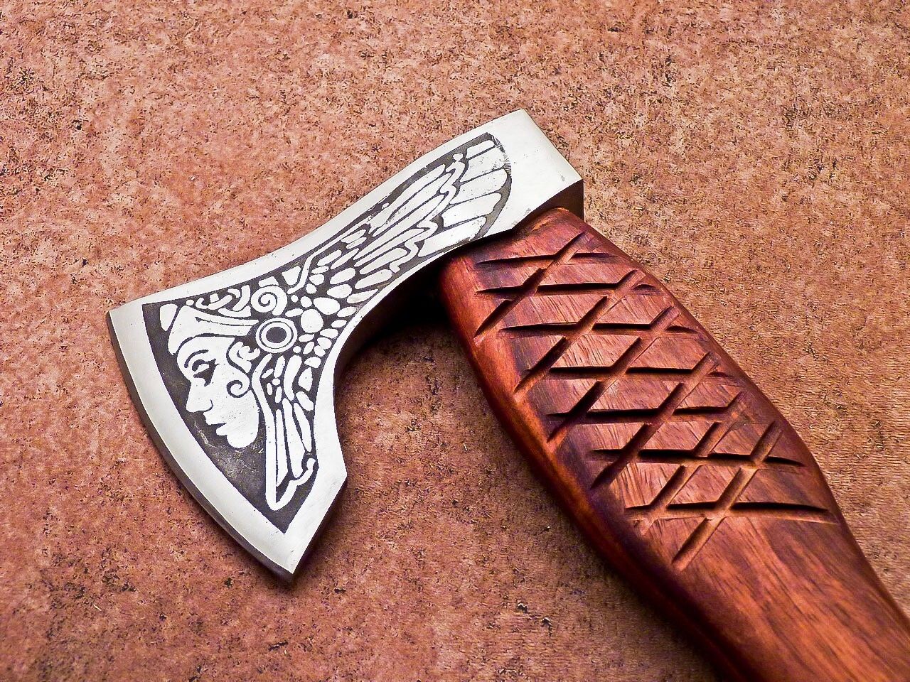 Hand Forged Bearded Viking Camping Hatchet 16 Inch Carbon Steel with Wood Handle