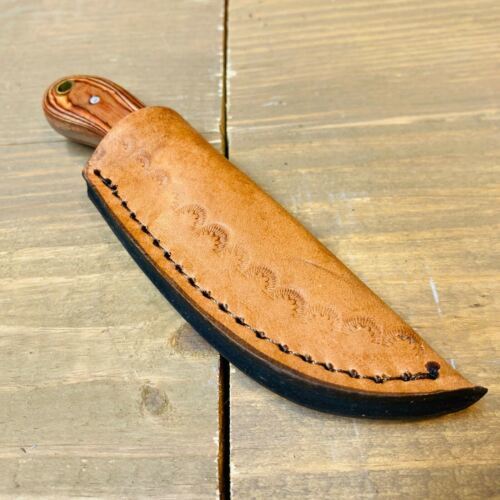 5.5" Full Tang Skinner Knife – Stainless Steel Blade with Wood Handle & Leather Sheath