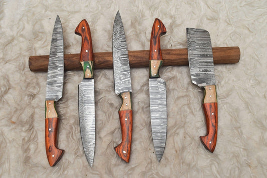 Handmade Hand Forged Damascus Steel Chef Knife Set – Premium Kitchen Knifes