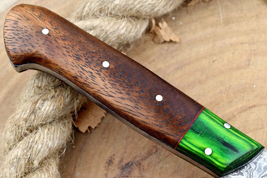 Hand Forged Damascus Steel Chef Knife with Natural Rose Wood Handle