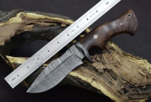 Custom Damascus Steel Tracker Knife – 10" Full Tang Military Tactical Hunting & Survival Bushcraft Knife