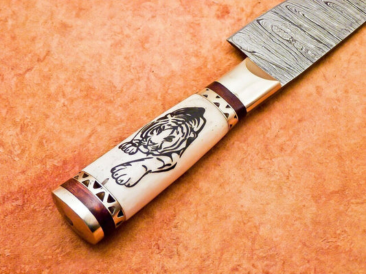 11" Professional Chef Knife Damascus Blade Kitchen Knife "Camel Bone"