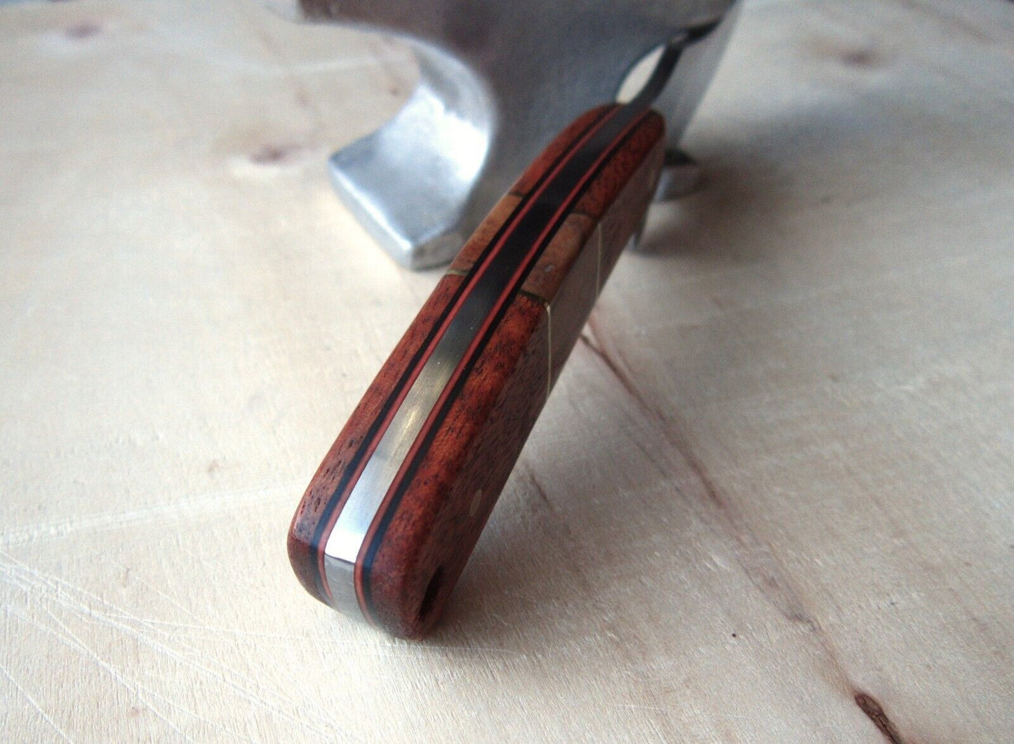 Custom Picture Jasper Handle Hunting Knife | 7.5″ Stainless Steel Trailing Point Blade with Brass Accents