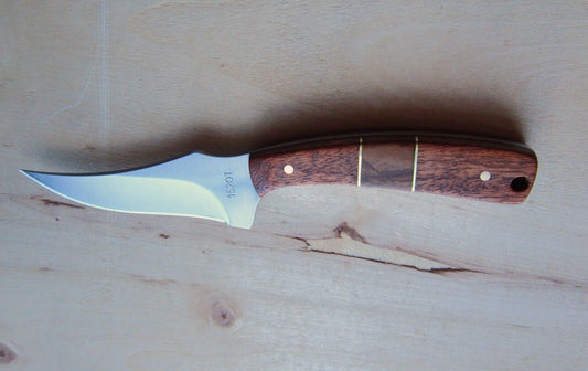 Custom Picture Jasper Handle Hunting Knife | 7.5″ Stainless Steel Trailing Point Blade with Brass Accents