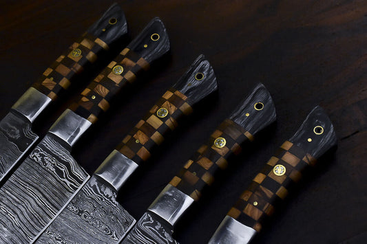 Kitchen Chef Knife Snake Wood Rare Handmade Chef Set with Custom Walnut Wood Handle
