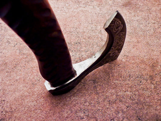 Hand Forged Viking Bearded Axe – 20 Inch Carbon Steel Hatchet with Olive Wood Handle