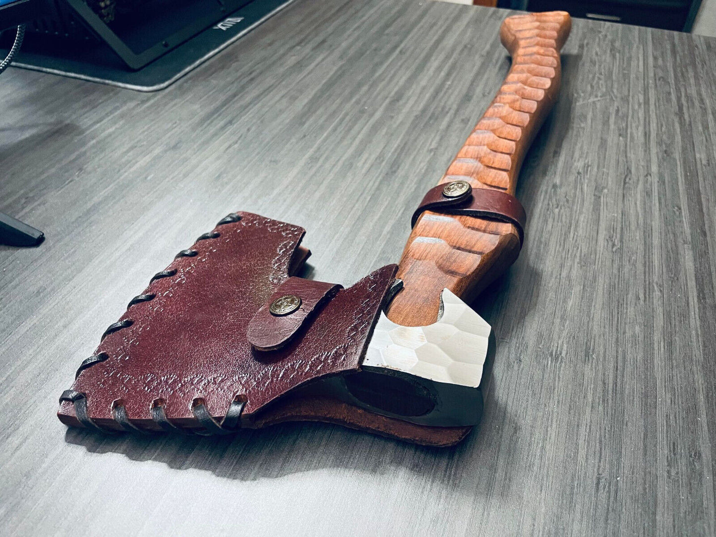 Custom Handmade Steel Viking Axe Hand Forged Axe with Leather Sheath