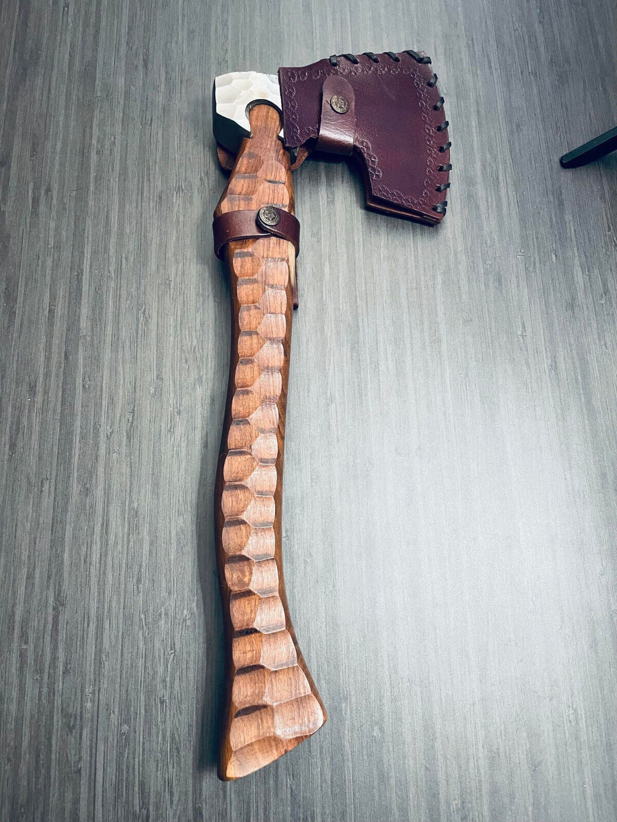 Custom Handmade Steel Viking Axe Hand Forged Axe with Leather Sheath