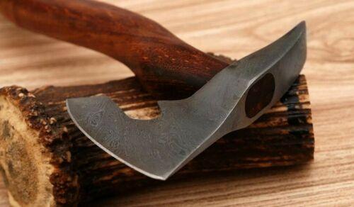 Handmade Damascus Walnut Wood Hunting Clever Chopper Axe Knife with Leather Sheath