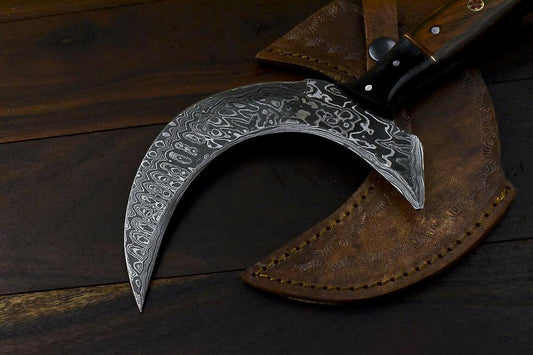 Custom Handmade Damascus Steel Hard Wood Hunting Clever Chopper Axe Knife