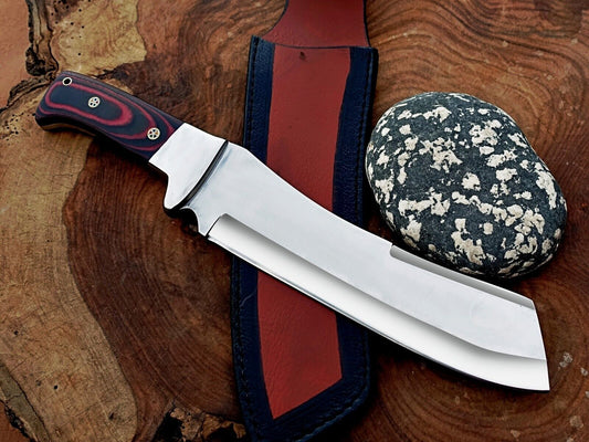 D2 Steel Custom High Polish Full Tang Tactical Bowie Knife with Micarta Handle