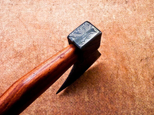 Custom Made Viking Bearded Damascus Steel Axe Hatchet Tomahawk with Cocobolo Wood Handle