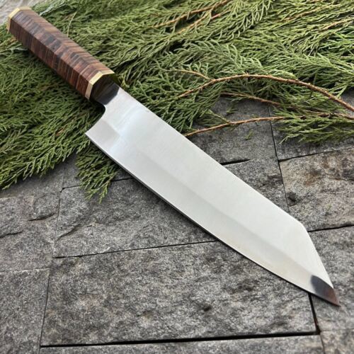 13" Custom Hand Forged D2 Steel Chef Meat Cleaver Knife with Leather Handle