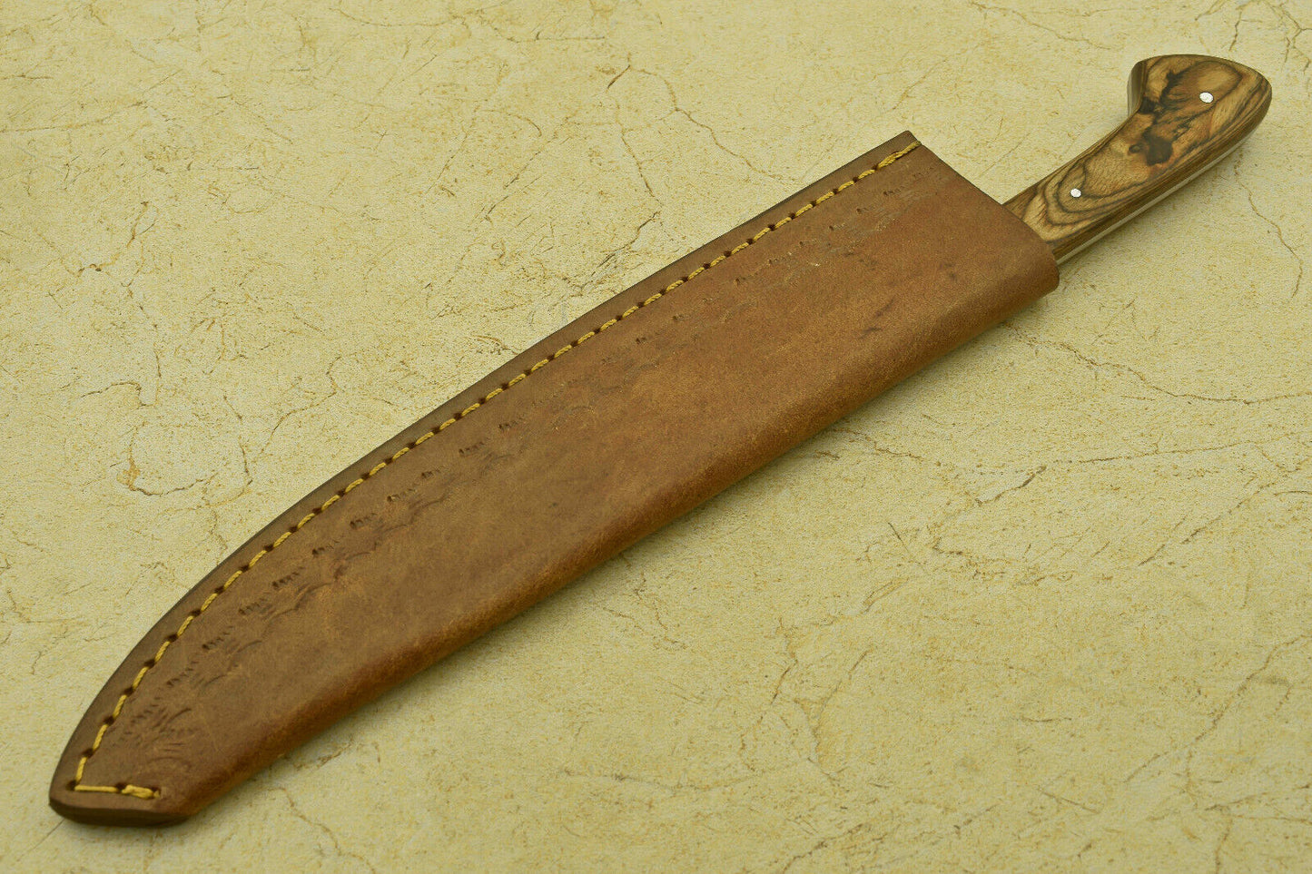 Custom Handmade Forged Damascus Steel Chef Kitchen Knife with Wood Handle – 12" Professional Knife