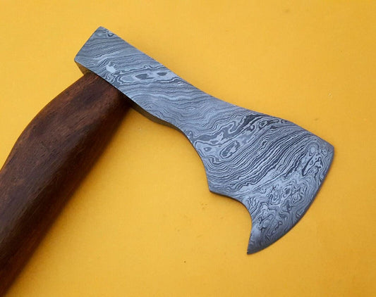 Hand Forged Damascus Steel Battle Axe with Rose Wood Handle – 512 Layer Ladder Pattern