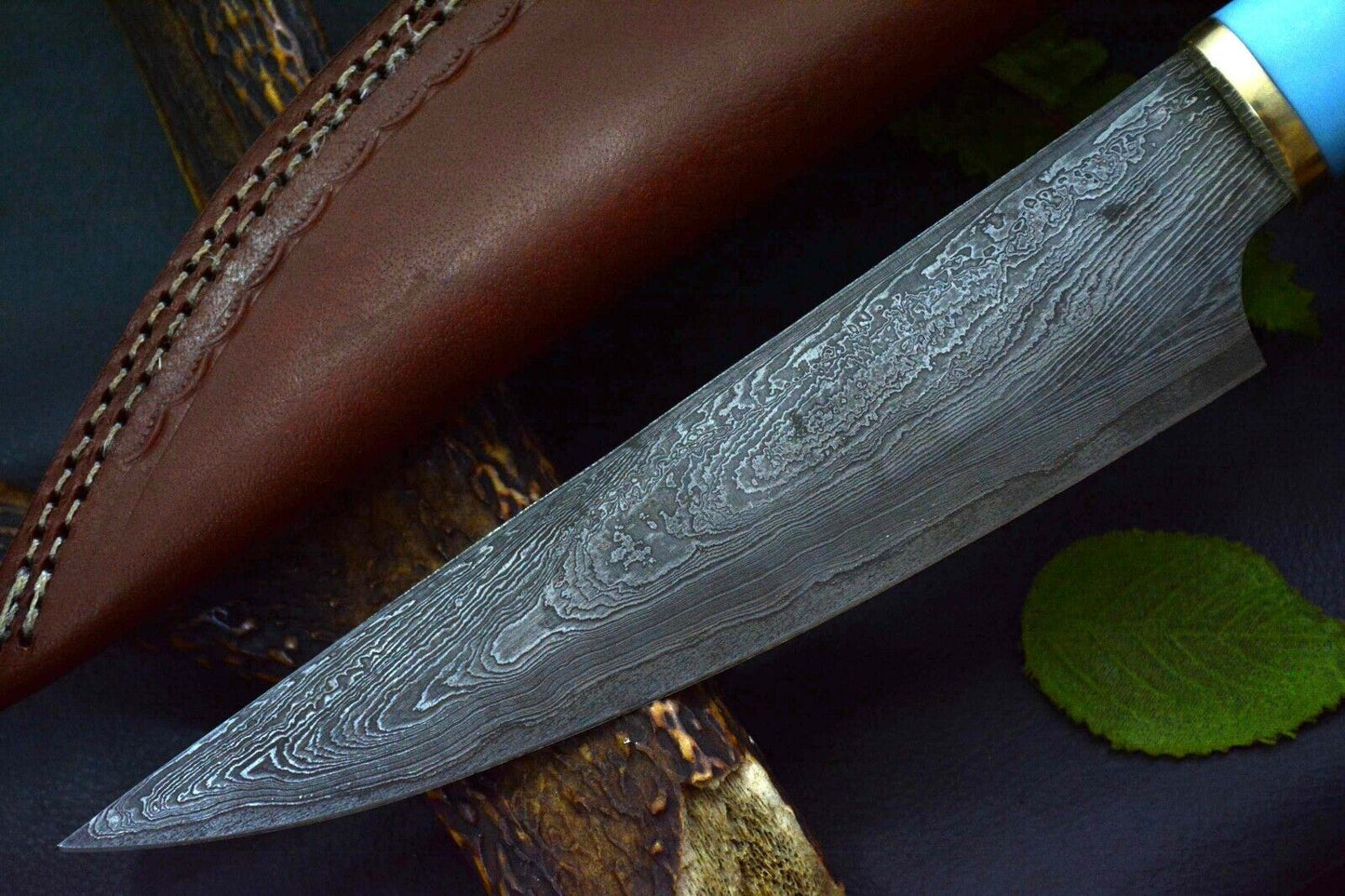 Custom Damascus Steel Chef Knife Handmade With Walnut & Olive Handle