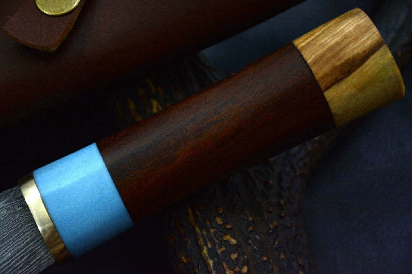 Custom Damascus Steel Chef Knife Handmade With Walnut & Olive Handle