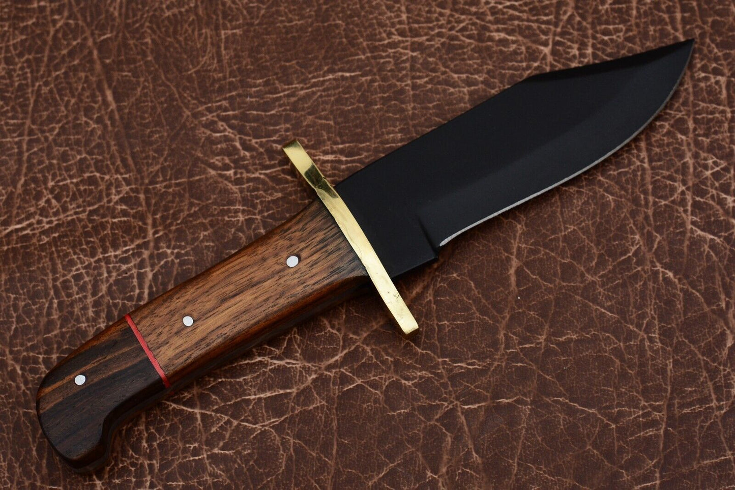 Custom Forged Carbon Steel Handmade Survival Camping Bowie Knife With Wood Handle