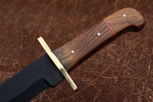 Custom Forged Carbon Steel Handmade Survival Camping Bowie Knife With Wood Handle