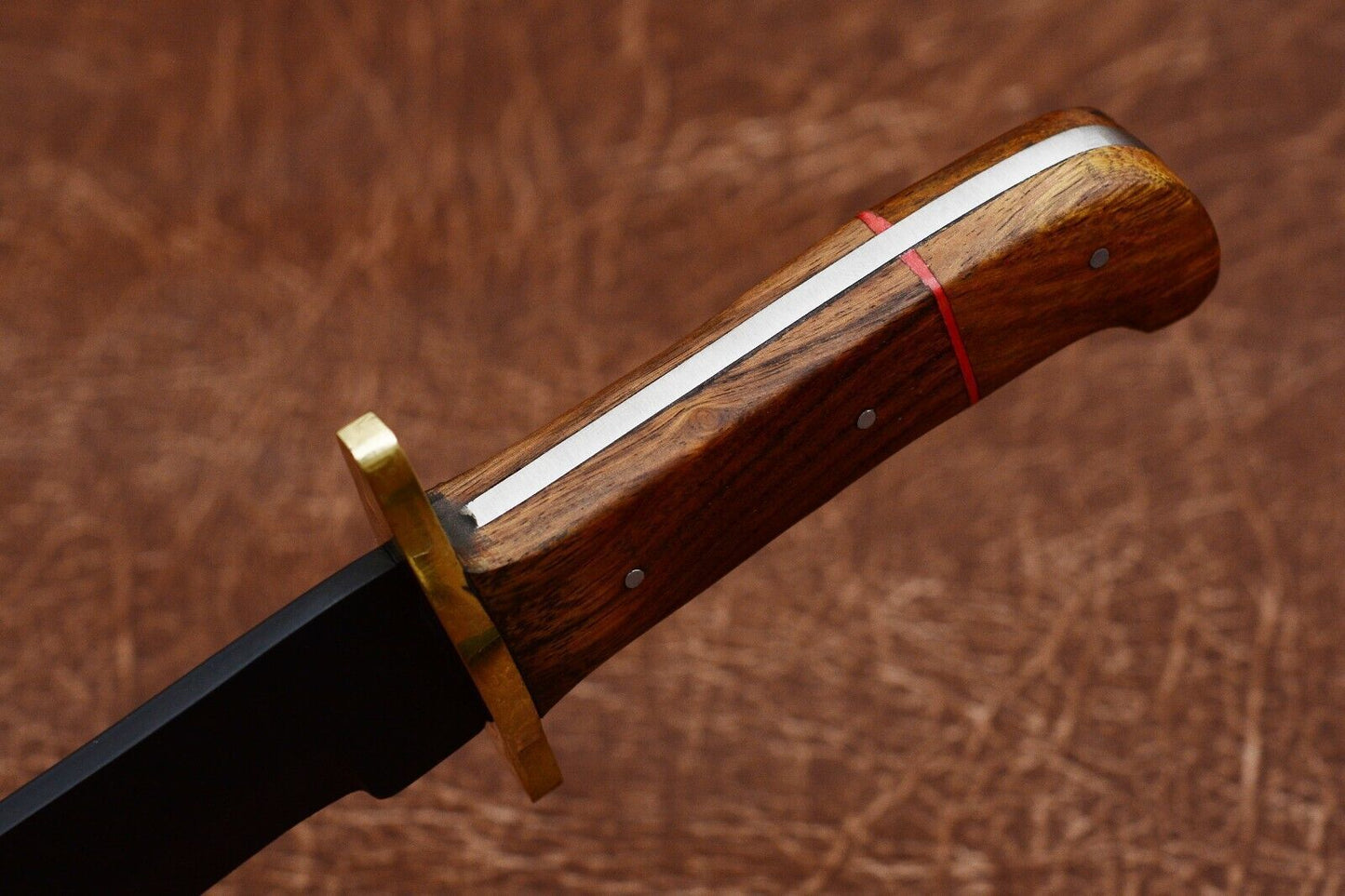 Custom Forged Carbon Steel Handmade Survival Camping Bowie Knife With Wood Handle