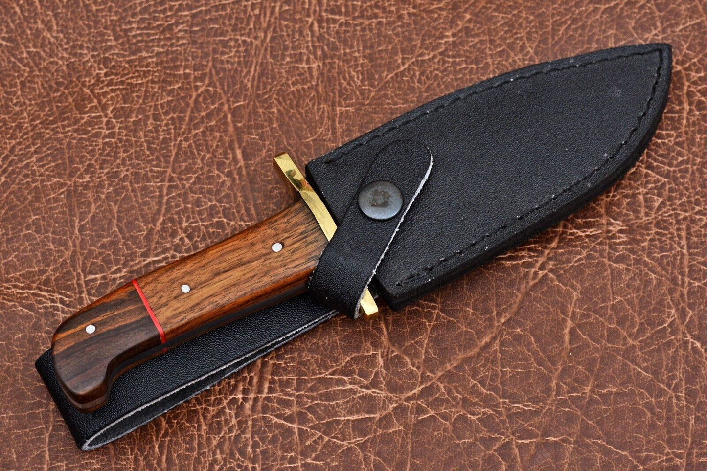 Custom Forged Carbon Steel Handmade Survival Camping Bowie Knife With Wood Handle