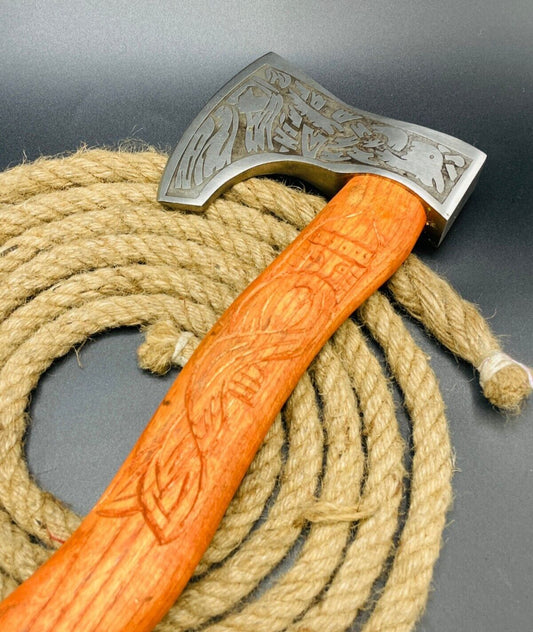 Handmade Damascus Steel Viking Bearded Hatchet Tomahawk Camping Axe