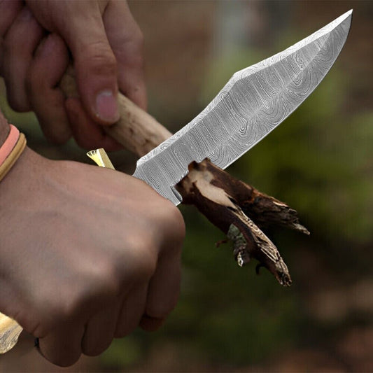 Heritage Forge Custom Fixed Blade Tactical Bowie Knife Damascus Steel Full Tang with Sheath