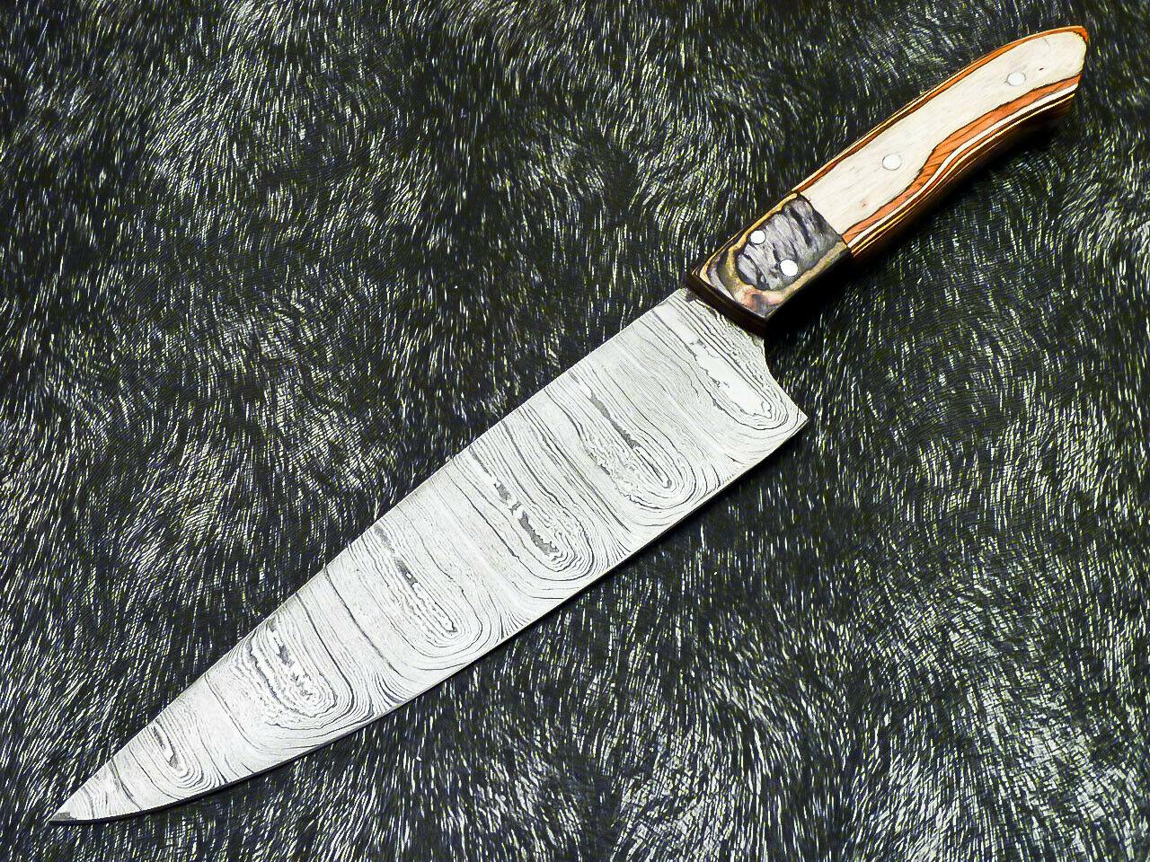 12" Handmade Damascus Steel Chef Knife with Hardwood Handle – Professional Kitchen Knife