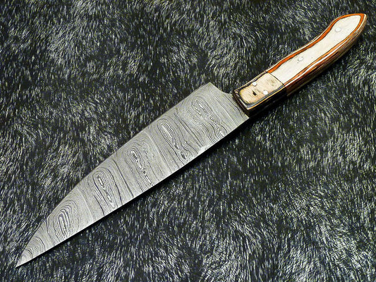 12" Handmade Damascus Steel Chef Knife with Hardwood Handle – Professional Kitchen Knife