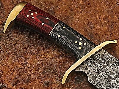 17 Inch Damascus Steel Rattler Bowie Knife with Frost Wood Handle