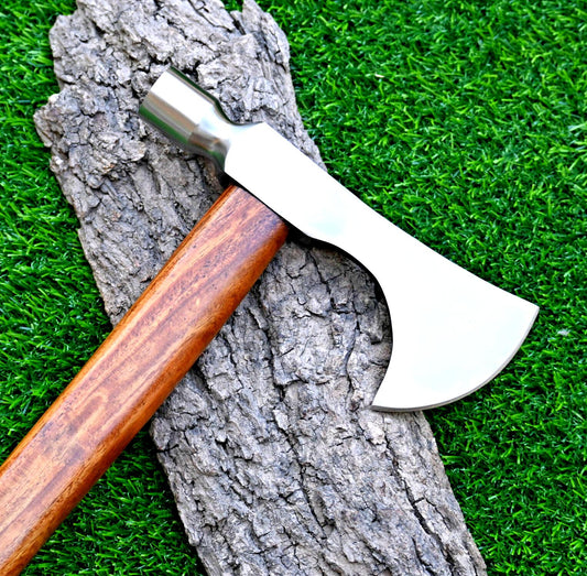 High Polish Tactical Axe Hatchet Tomahawk – Hand Forged Carbon Steel with Leather Sheath
