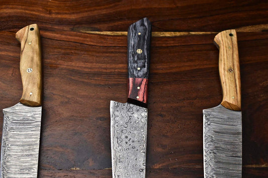 Handmade Damascus Steel Chef Knife Set – 3-Piece Full Tang Collection