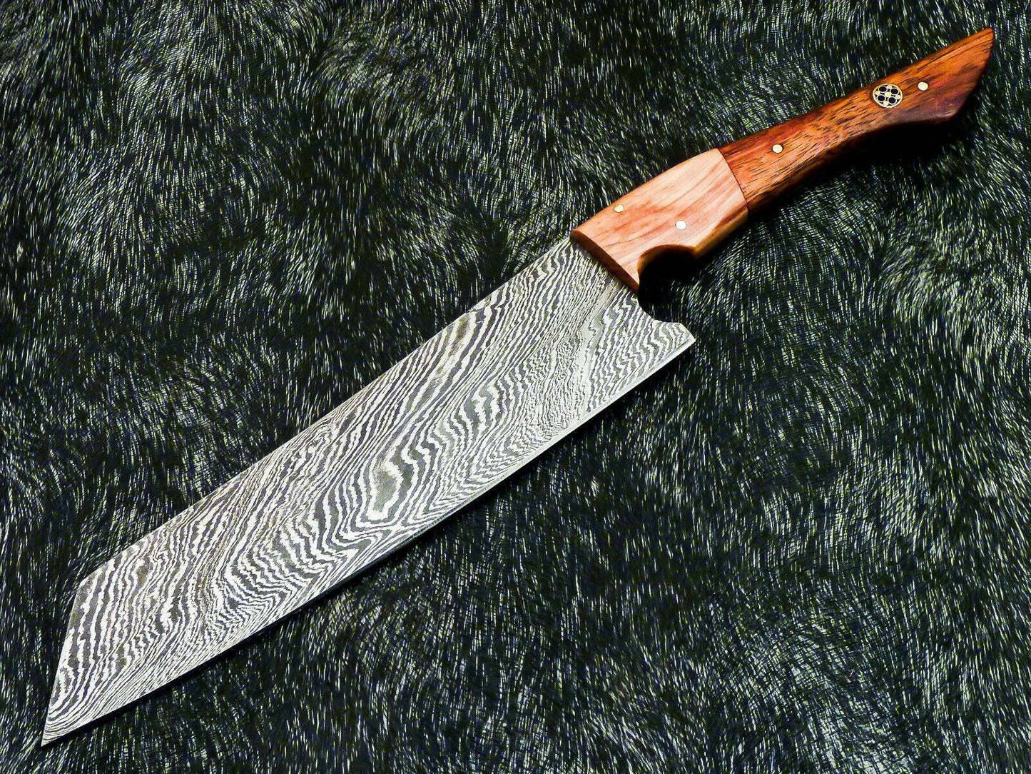 12-Inch Professional Damascus Steel Chef Knife with Olive Wood Handle, Hand-Forged 7-Inch Blade, Full Tang, 512-Layer Forged Damascus, Precision Heat-Treated Edge