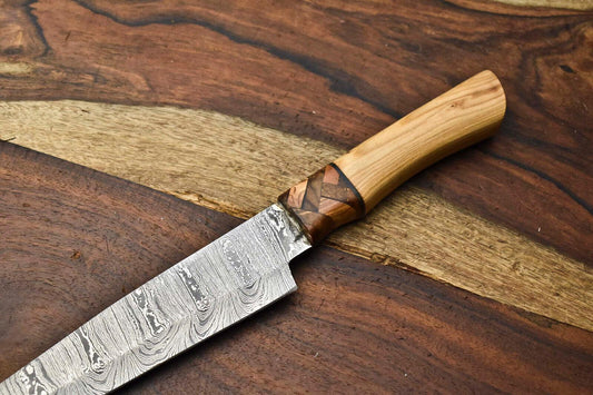 Handmade Damascus Steel Full Tang Chef Knife – Custom Forged Blade