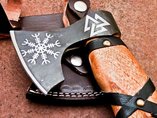 Handmade Carbon Steel Viking Axe – Bearded Camping Hatchet Tomahawk 12"