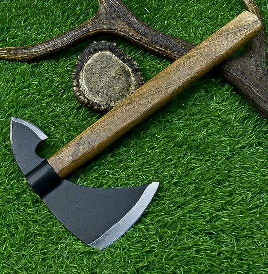 Handmade Double-Headed Viking Battle Axe – 18-Inch Carbon Steel Double Face Axe