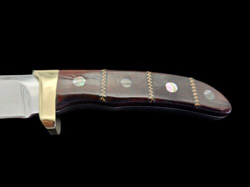 7.38" Skinner Knife – 3.25" Stainless Blade, Cocobolo & Abalone Handle, Leather Sheath