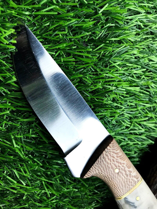 8" Handmade Stainless Steel Skinner – Hunting & Survival Blade with Premium Leather Sheath