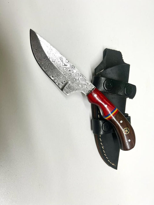 Handmade Skinner Knife – 4" Stainless Steel Blade with Wooden Handle & Sheath