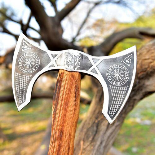 Handmade High Carbon Steel Double Head Viking Axe – Tomahawk, Hatchet & Integral