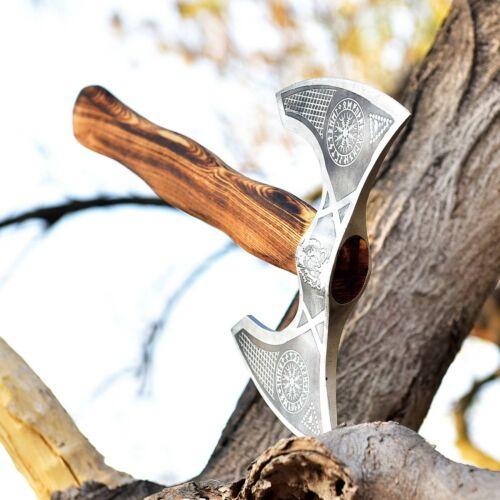 Handmade High Carbon Steel Double Head Viking Axe – Tomahawk, Hatchet & Integral