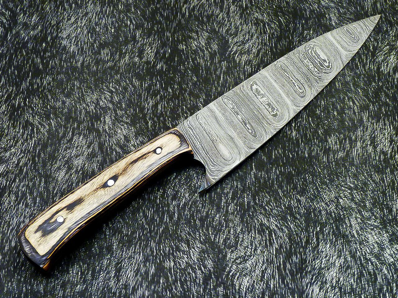 12" Professional Chef Knife – Handmade Damascus Steel with Hard Wood Handle