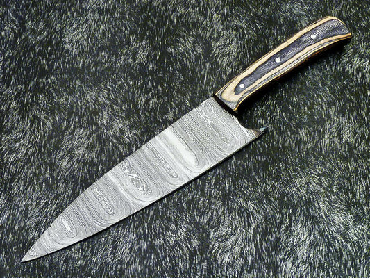 12" Professional Chef Knife – Handmade Damascus Steel with Hard Wood Handle