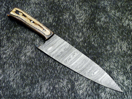 12" Professional Chef Knife – Handmade Damascus Steel with Hard Wood Handle