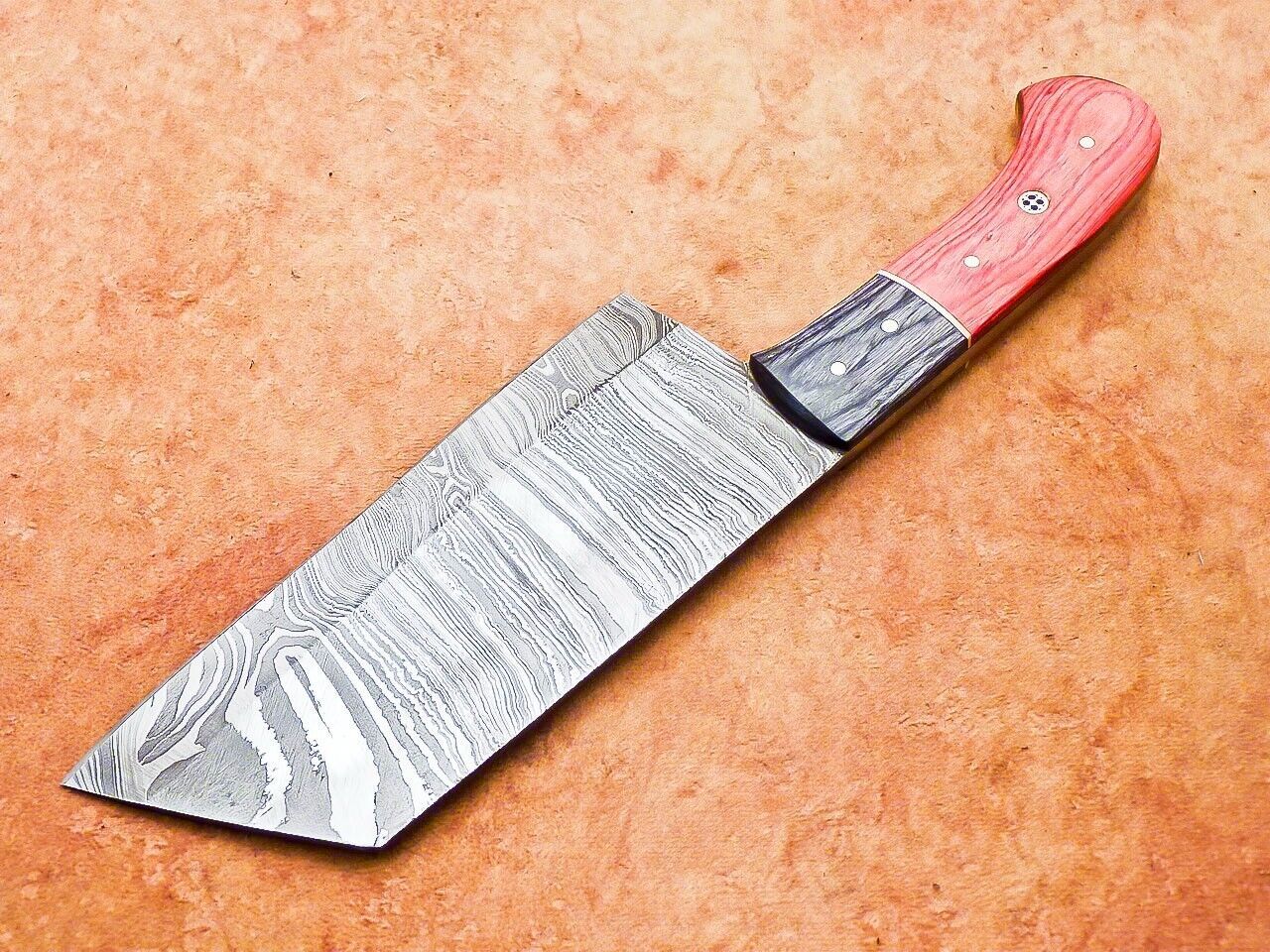11" Professional Handmade Damascus Steel Chopper Cleaver Knife with Hard Wood Handle
