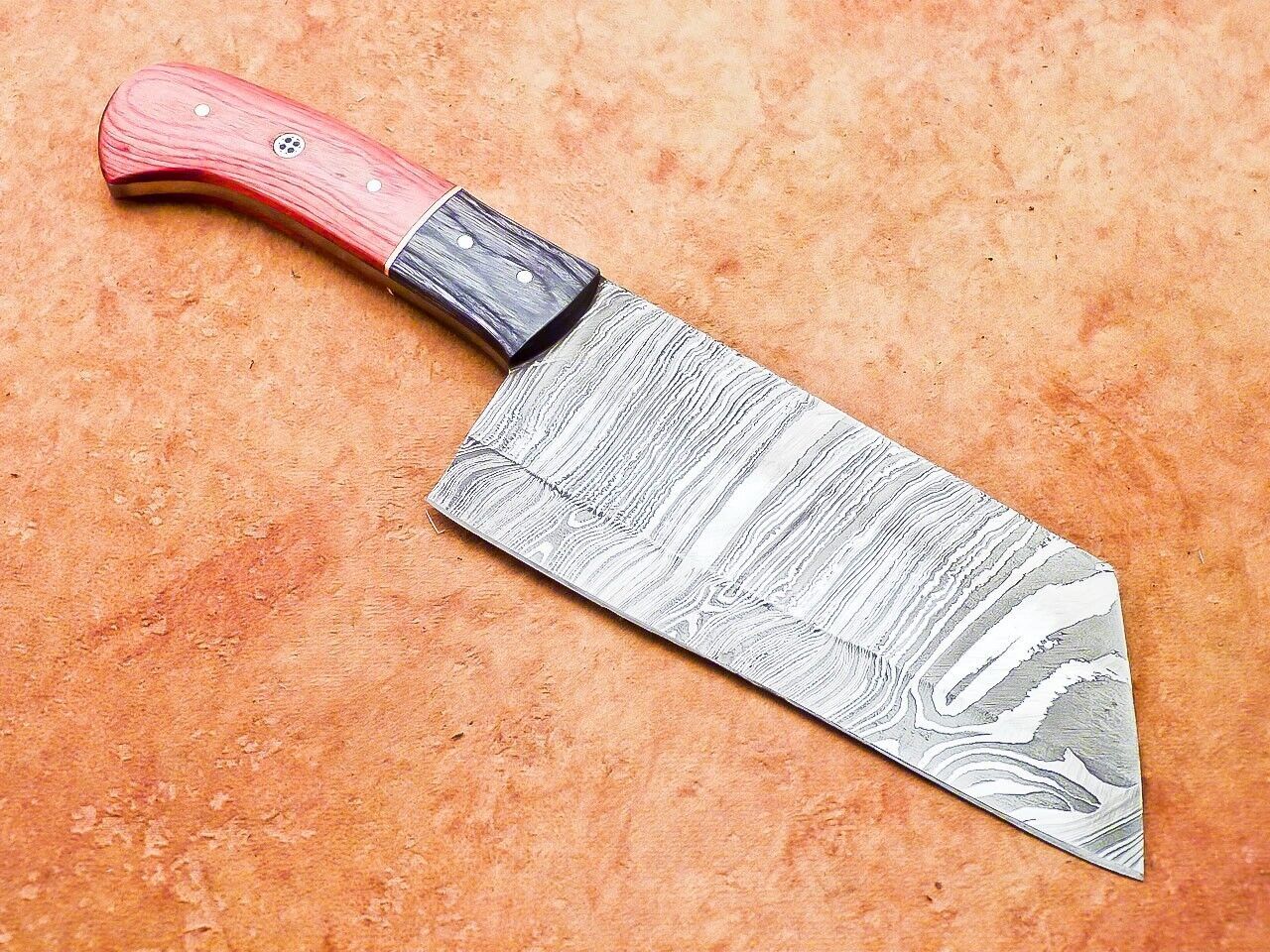 11" Professional Handmade Damascus Steel Chopper Cleaver Knife with Hard Wood Handle