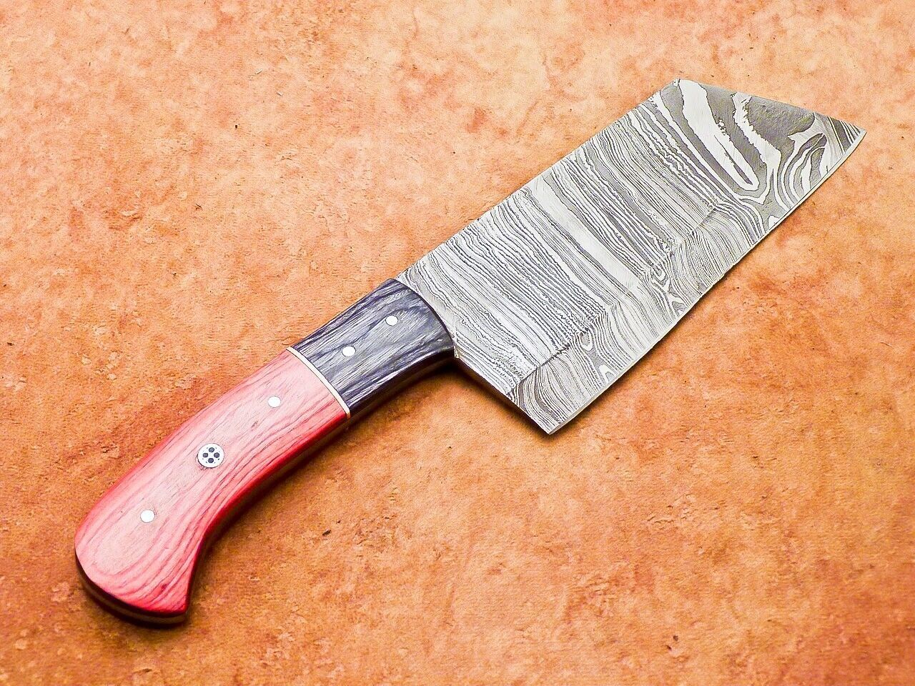 11" Professional Handmade Damascus Steel Chopper Cleaver Knife with Hard Wood Handle