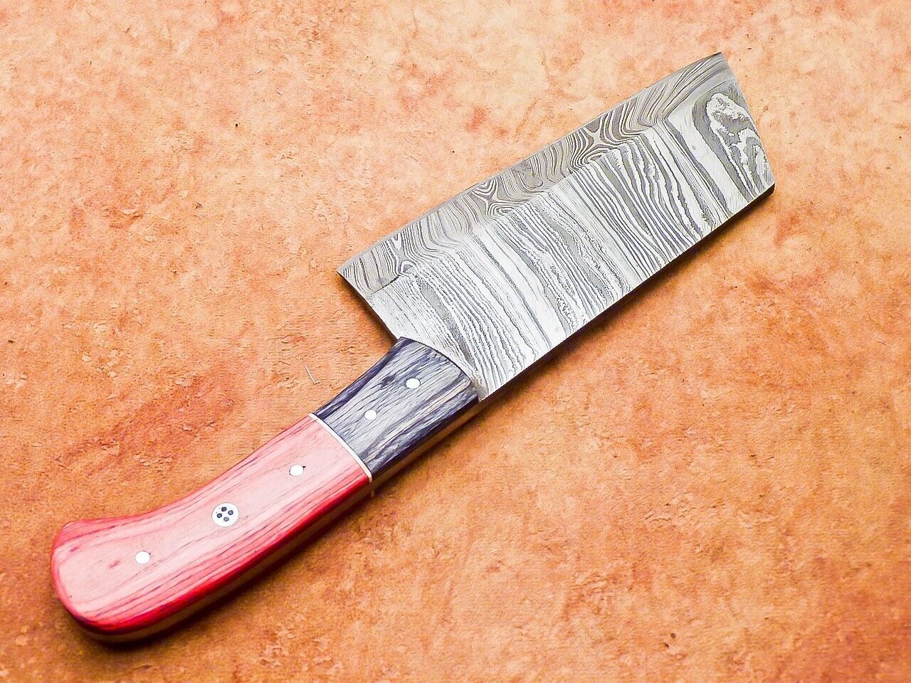 11" Professional Handmade Damascus Steel Chopper Cleaver Knife with Hard Wood Handle