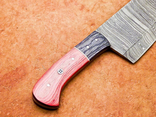 11" Professional Handmade Damascus Steel Chopper Cleaver Knife with Hard Wood Handle
