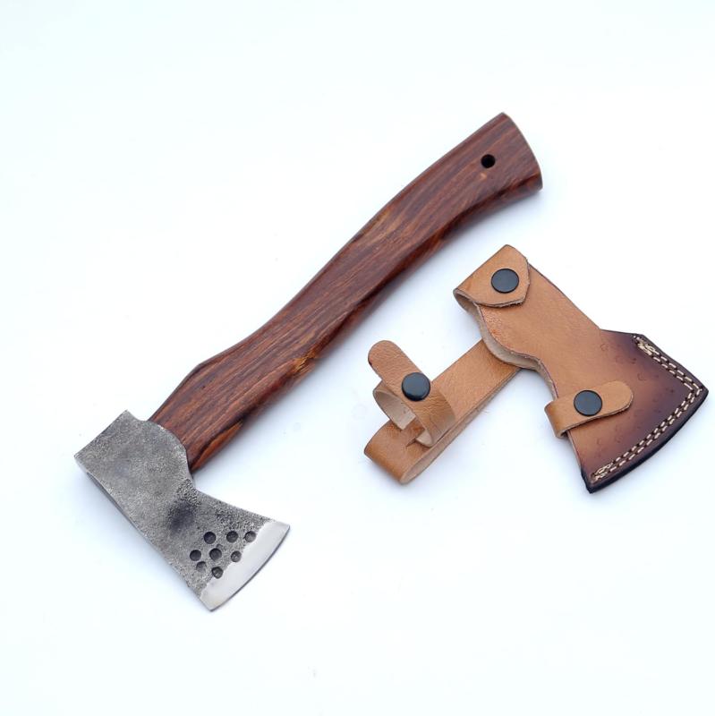 12 Inch Hand Forged Viking Hatchet Carbon Steel Camping Axe with Rosewood Handle